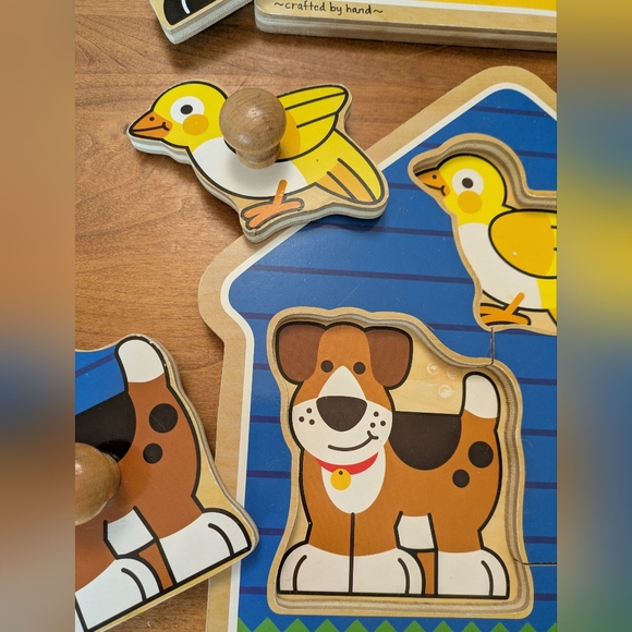 2 Melissa & Doug Jumbo Knob Puzzles -House Pets and Barnyard animals - Picture 9 of 12